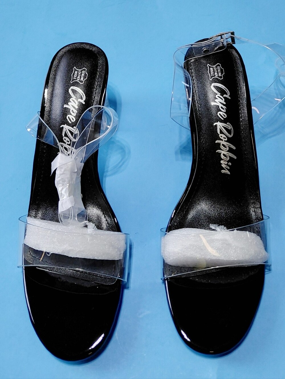 CAPE ROBBIN Women's Wisdom Clear Slip On Block Heel Sandals Size 8.5
